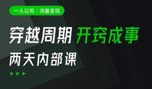 一人公司：流量变现课，一人公司的方法模型拆解， 拆解富人思维，流量思维，小老板思维等 - 趣酷猫