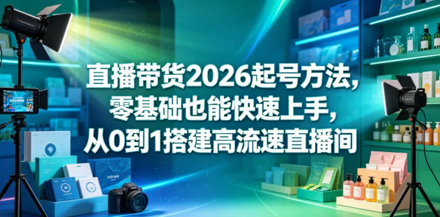 直播带货2026起号方法,零基础也能快速上手,从0到1搭建高流速直播间_趣客盟