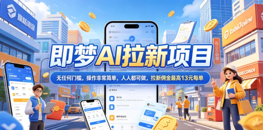 2026年即梦AI拉新项目最新玩法,无任何门槛,操作非常简单,人人都可做,拉新佣金最高13元每单_趣客盟