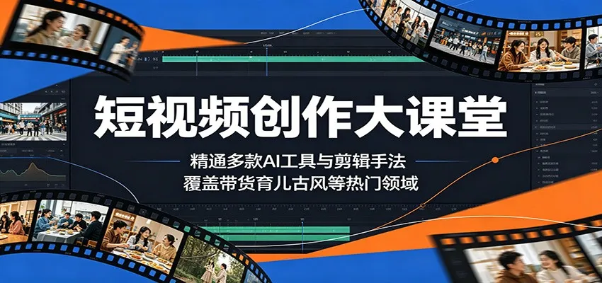短视频创作大课堂:精通多款AI工具与剪辑手法,覆盖带货、育儿、古风等热门领域_趣客盟