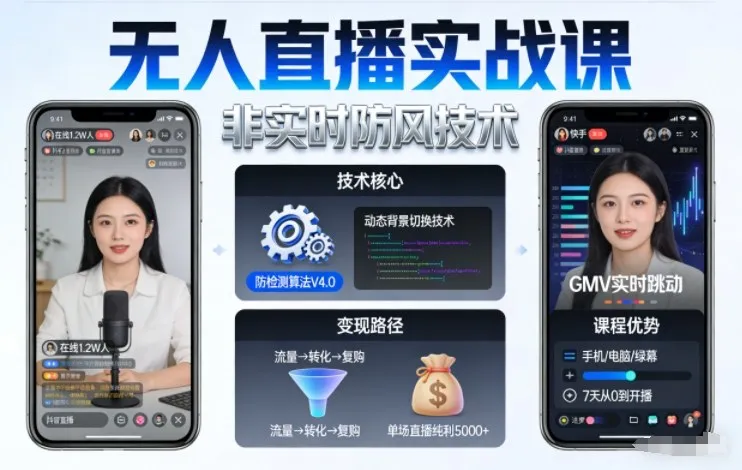 宝子哥无人直播实战课,非实时防风技术,聚焦抖音快手等平台直播带货,轻松开启直播变现之路(更新2026年5月29日)_趣客盟