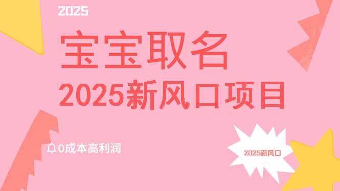 2025新风口项目宝宝取名，0成本高利润，附保姆级教程，月入过万不是梦 - 趣酷猫