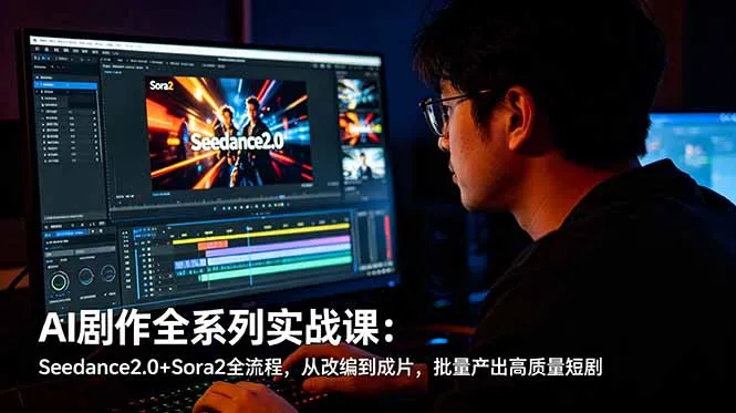 AI剧作全系列实战课:Seedance2.0+Sora2全流程,从改编到成片,批量产出高质量短剧_趣客盟