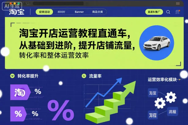 淘宝开店运营教程直通车,从基础到进阶,提升店铺流量,转化率和整体运营效率(更新26年05月27日)_趣客盟