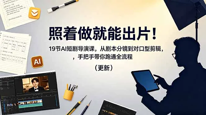 照着做就能出片!19节AI短剧导演课,从剧本分镜到对口型剪辑,手把手带你跑通全流程(更新_趣客盟