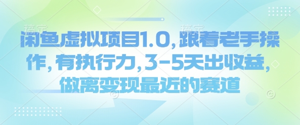 闲鱼虚拟项目1.0，跟着老手操作，有执行力，3-5天出收益，做离变现最近的赛道 - 趣酷猫