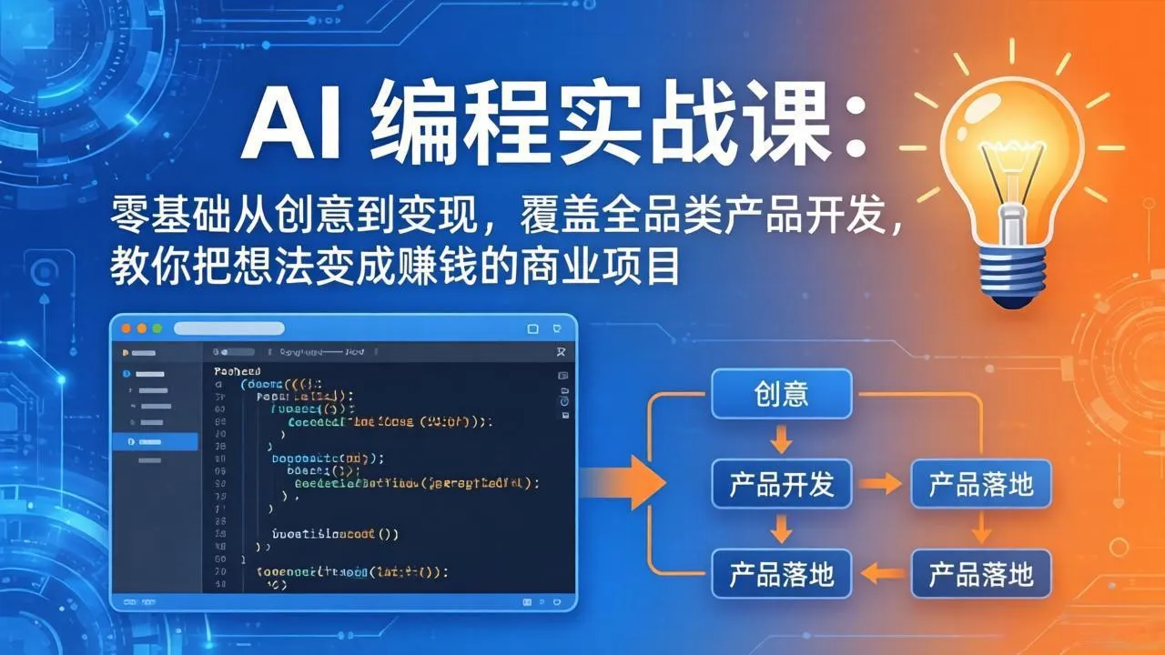 AI编程实战课-第三期-5月更新:零基础从创意到变现,覆盖全品类产品开发,把想法变成赚钱项目_趣客盟